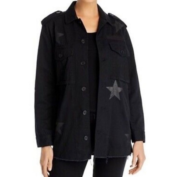 Pistola Camilo Star Print Military Shirt Jacket in Black - Picture 2 of 16